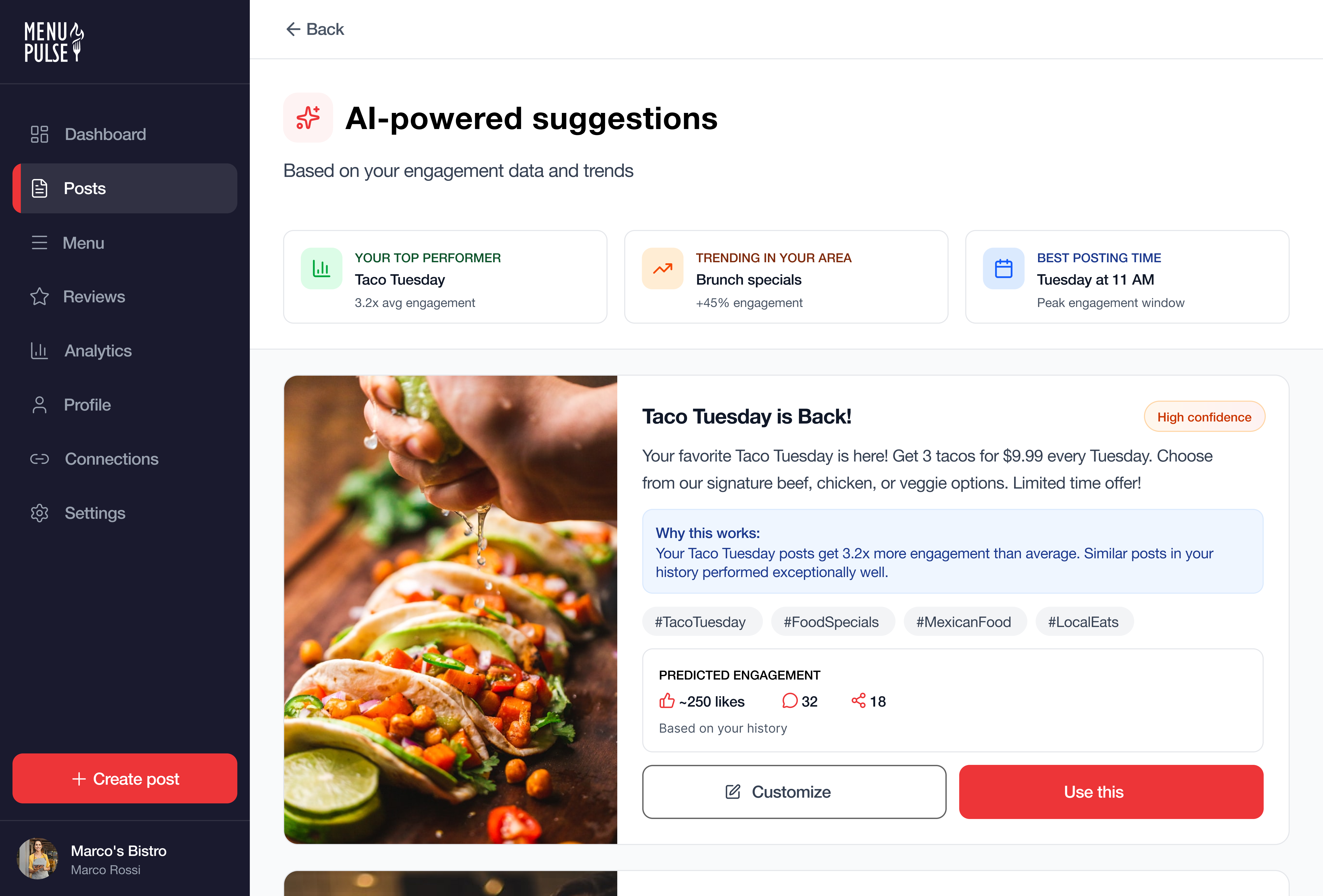 AI Posts: suggestions and scheduling